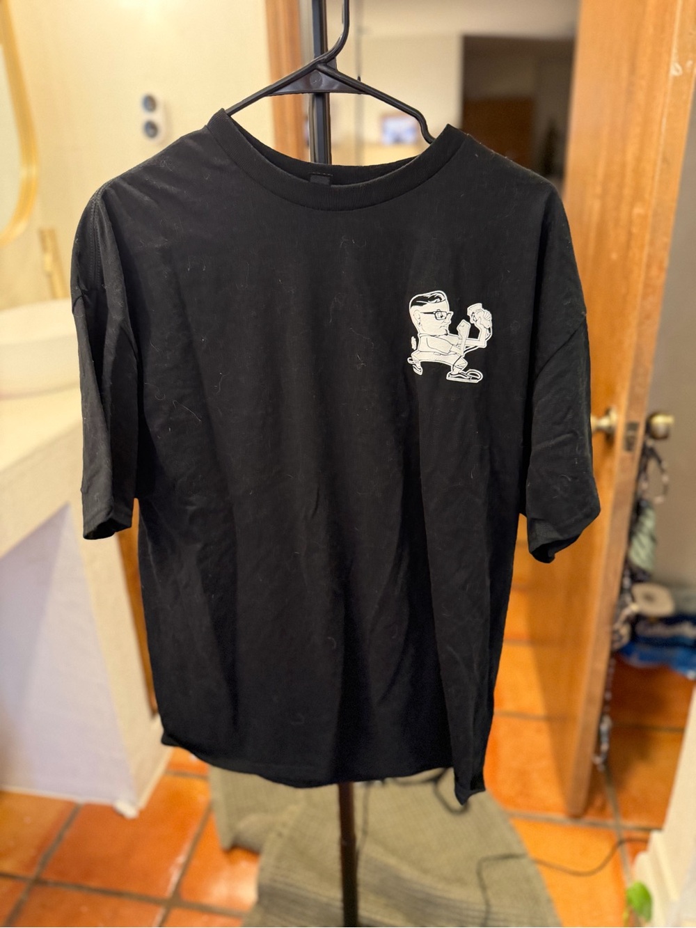 Gildan Black Short Sleeve Tee with White Pocket Graphic